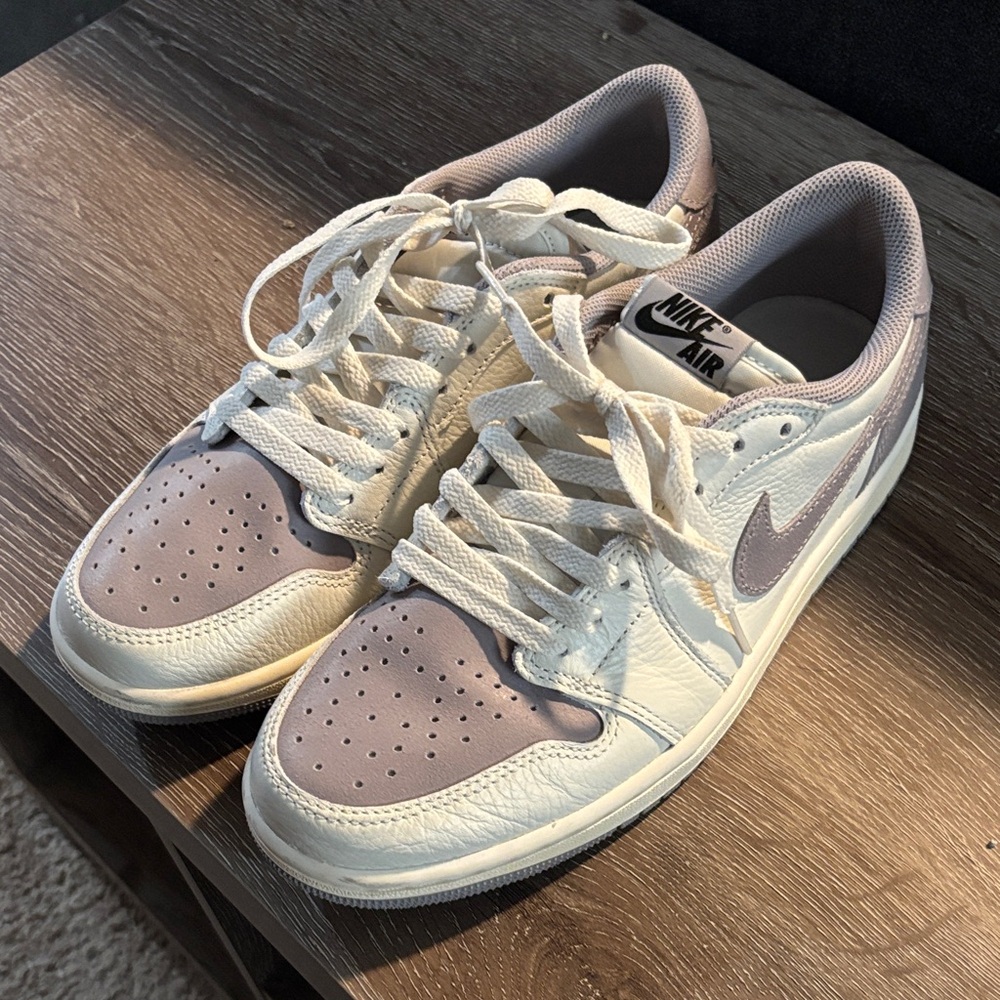 Nike Air Jordan Cream and Purple Sneakers